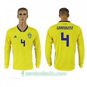 Camisolas de Futebol Suécia Granqvist 4 Equipamento Principal Copa do Mundo 2018 Manga Comprida